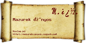 Mazurek Ányos névjegykártya
